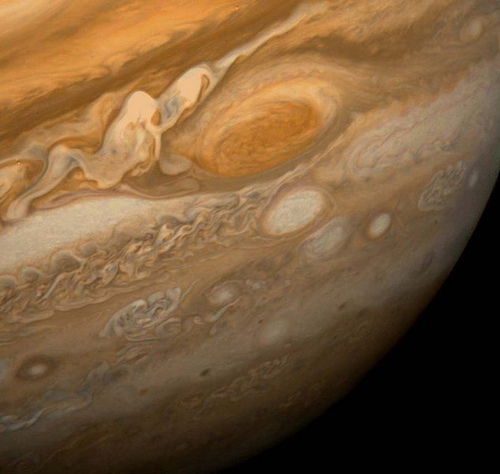 http://commons.wikimedia.org/wiki/File:Great_Red_Spot_From_Voyager_1.jpg