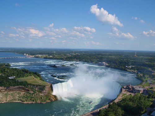 http://commons.wikimedia.org/wiki/File:Canadian_Horseshoe_Falls_with_Buffalo_in_background.jpg