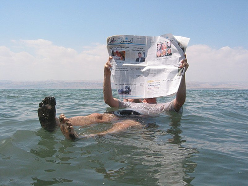 http://commons.wikimedia.org/wiki/File:Dead_sea_newspaper.jpg