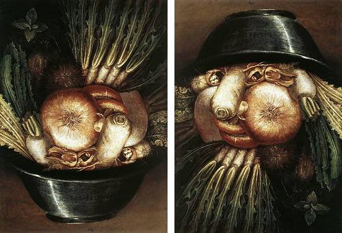 http://commons.wikimedia.org/wiki/File:Arcimboldo,_Giuseppe_-_Vegetables_in_a_Bowl_or_The_Gardener_-_1590s.jpg