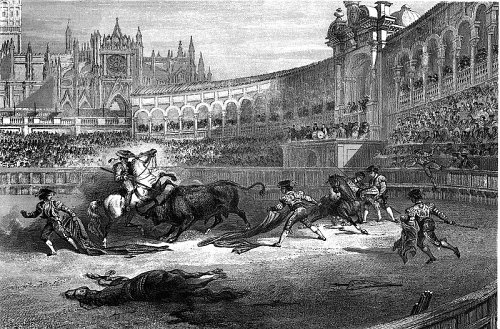 http://commons.wikimedia.org/wiki/File:Sevilla_bullfighting_c1850.jpg