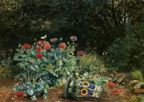 http://commons.wikimedia.org/wiki/File:David_Bates_-_Summer_flowers_in_a_quiet_corner_of_the_garden.jpg