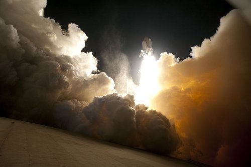 http://commons.wikimedia.org/wiki/File:STS-130_exhaust_cloud_engulfs_Launch_Pad_39A.jpg