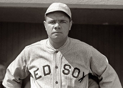 http://commons.wikimedia.org/wiki/File:Babe_Ruth_Red_Sox_1918.jpg