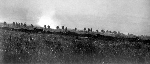 http://en.wikipedia.org/wiki/File:Tyneside_Irish_Brigade_advancing_1_July_1916.jpg