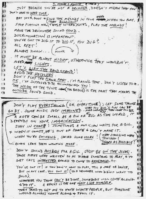 thelonious monk performance notes