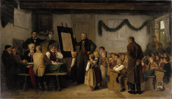 http://commons.wikimedia.org/wiki/File:Albert_Anker_-_Das_Schulexamen.jpg