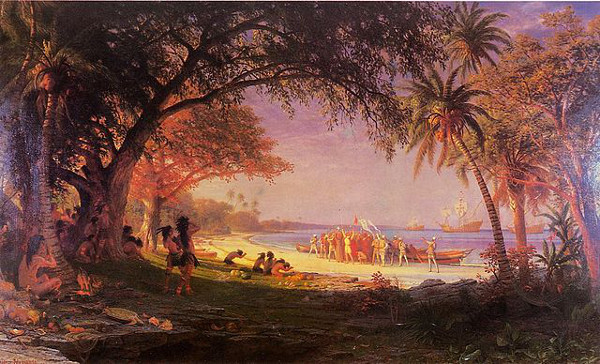 http://commons.wikimedia.org/wiki/File:Bierstadt_Albert_The_Landing_of_Columbus.jpg