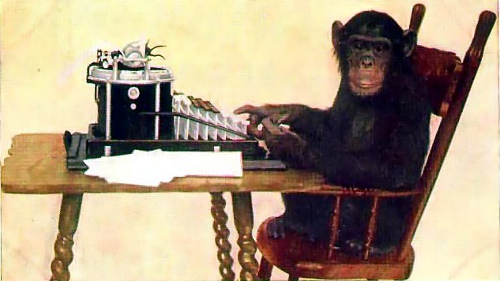 http://commons.wikimedia.org/wiki/File:Monkey-typing.jpg