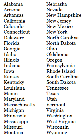 state names alphabetized
