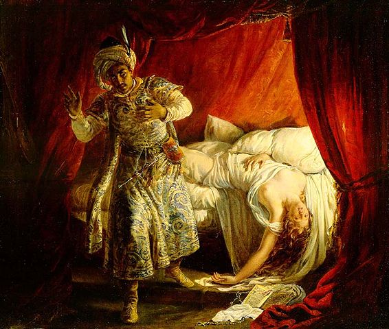 http://commons.wikimedia.org/wiki/File:Othello_and_Desdemona_by_Alexandre-Marie_Colin.jpg