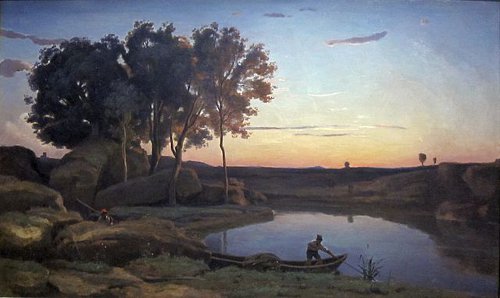 http://commons.wikimedia.org/wiki/File:Landscape_with_Lake_and_Boatman_by_Jean-Baptiste-Camille_Corot,_1839,_Getty_Center.JPG