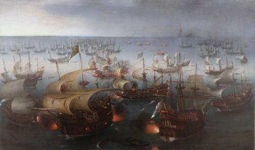 http://commons.wikimedia.org/wiki/File:Vroom_Hendrick_Cornelisz_Battle_between_England_and_Spain_1601.jpg