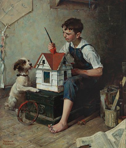 http://commons.wikimedia.org/wiki/File:Norman_Rockwell_-_Painting_the_little_House_(1921).jpg