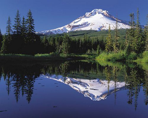 http://commons.wikimedia.org/wiki/File:Mount_Hood_reflected_in_Mirror_Lake,_Oregon.jpg