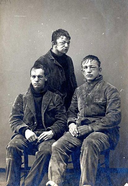 http://commons.wikimedia.org/wiki/File:Princeton_students_after_a_freshman_vs._sophomores_snowball_fight_in_1893.jpg