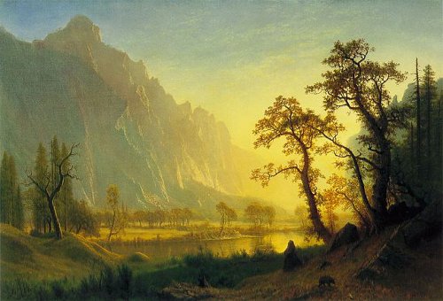 http://commons.wikimedia.org/wiki/File:HRSOA_AlbertBierstadt-Sunrise_at_Glacier_Station.jpg