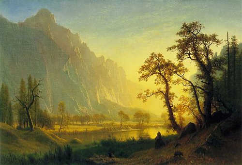 http://commons.wikimedia.org/wiki/File:HRSOA_AlbertBierstadt-Sunrise_at_Glacier_Station.jpg