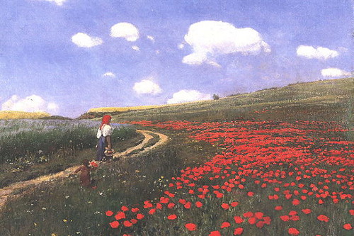 http://commons.wikimedia.org/wiki/File:Szinyei_Merse,_P%C3%A1l_-_Poppies_in_the_Field_(1902).jpg