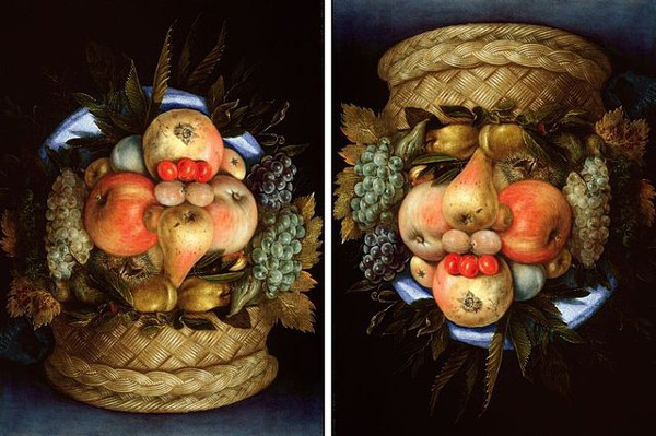 https://commons.wikimedia.org/wiki/File:Giuseppe_Arcimboldo,_Reversible_Head_with_Basket_of_Fruit,_c._1590,_oil_on_panel.jpg