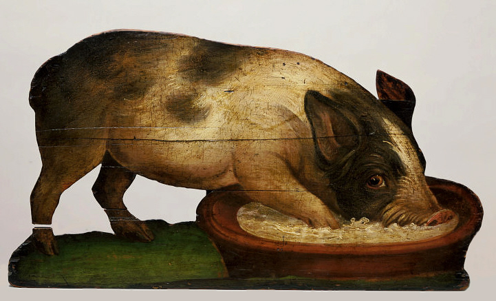 https://commons.wikimedia.org/wiki/File:Dummy_board_Pig_feeding_from_a_bowl_W81-1926.jpg