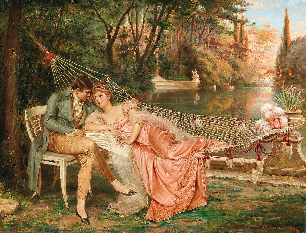 https://commons.wikimedia.org/wiki/File:Fr%C3%A9d%C3%A9ric_Soulacroix_-_Flirting_in_the_Park_of_the_Villa_Borghese,_Rome.jpg