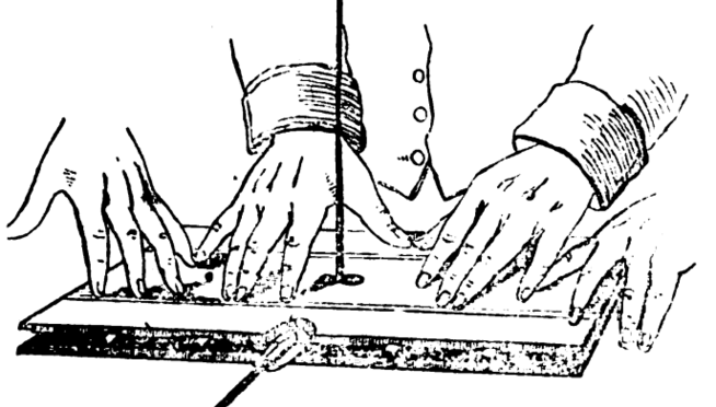 https://commons.wikimedia.org/wiki/File:Faraday_apparatus_for_ideomotor_effect_on_table_turning.png