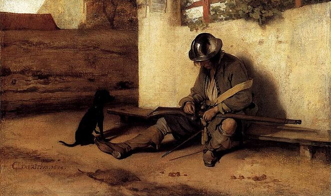 https://commons.wikimedia.org/wiki/File:Carel_Fabritius_-_The_Sentry_-_WGA07726.jpg